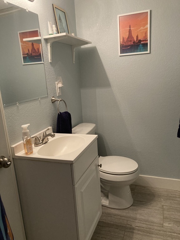 Basement bathroom with walk in shower