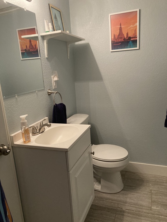 Basement bathroom with walk in shower