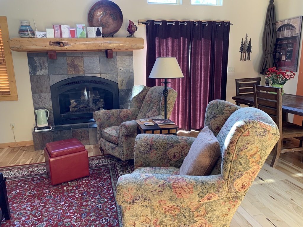 Fireplace and chairs