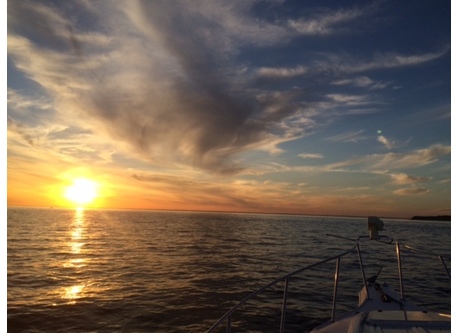 sunset off of the boat 