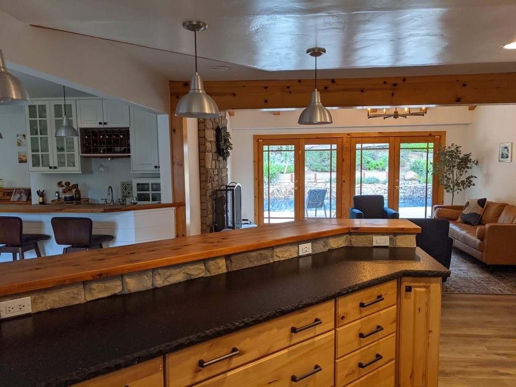 View from kitchen into sitting room.