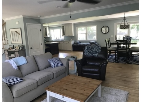 open floor plan/ living room, dining room and kitchen