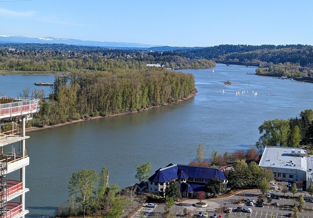 View south along Willamette River from balcony