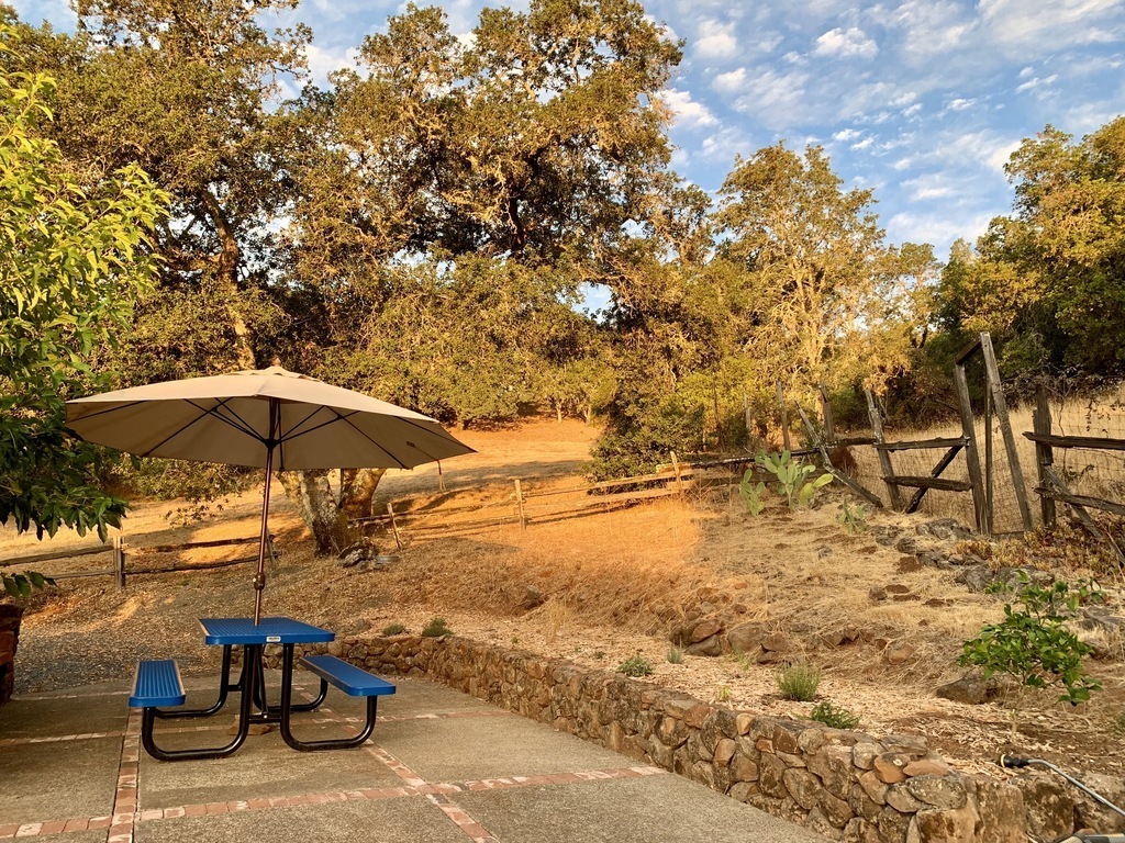 There are 3 distinct areas for outdoor dining & entertaining. This is the back patio.