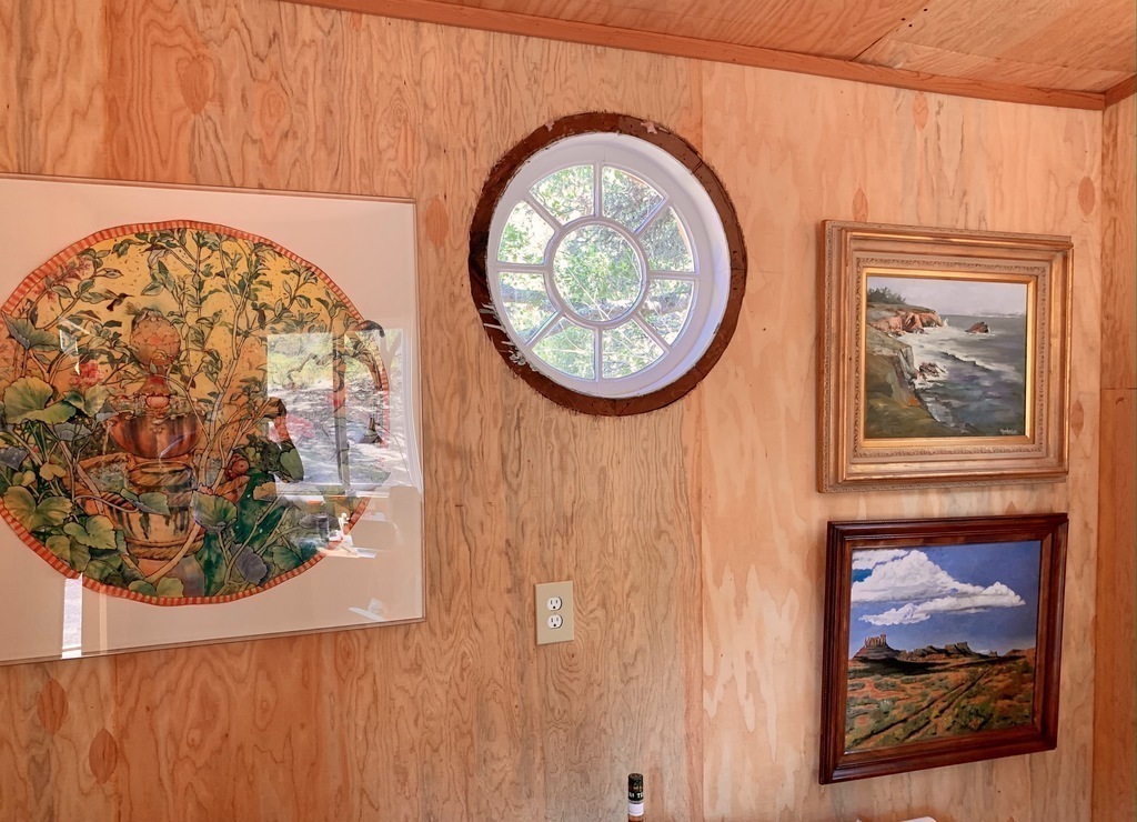 The rustic Pumphouse office