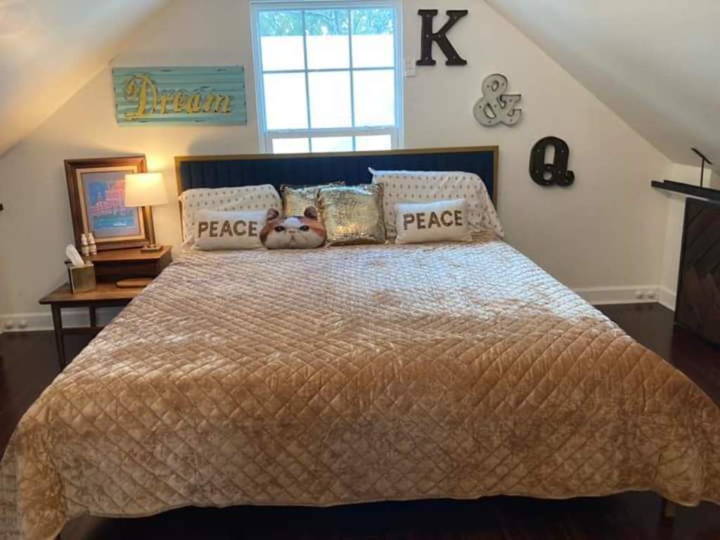 New Firm King Sized Bed & Bed Frame in the Upstairs Master Loft Bedroom