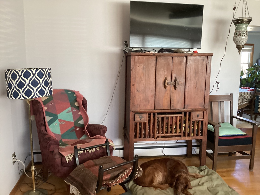 Living room , flat screen smart tv, cable,Netflix, HBO.