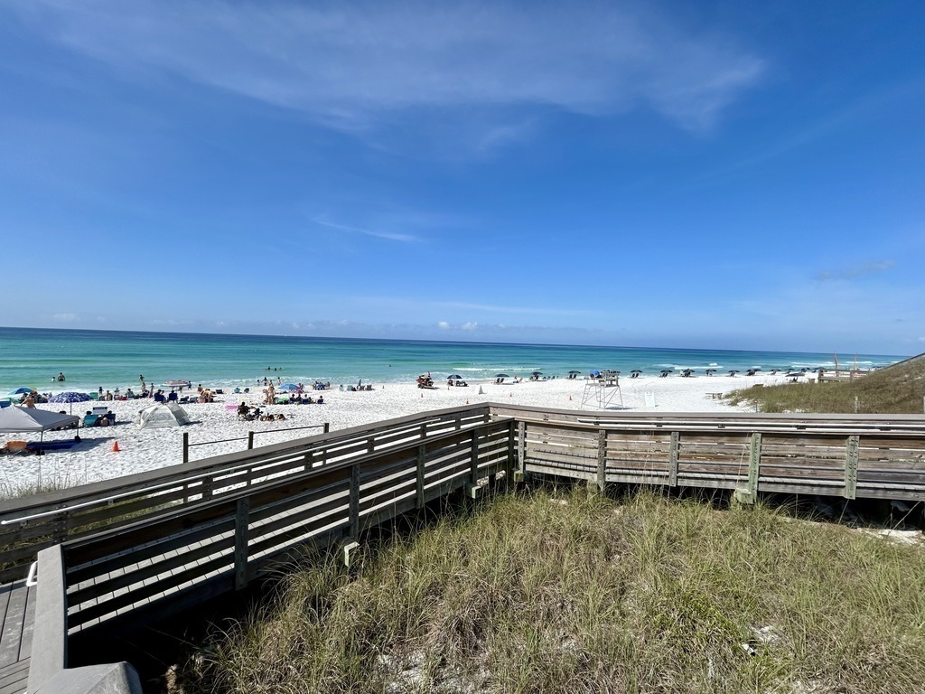 A quick golf cart ride to the beach.