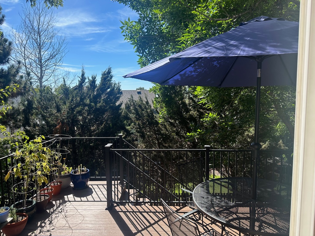 deck, great for enjoying meals, fresh herbs and veggies growing, barbecue