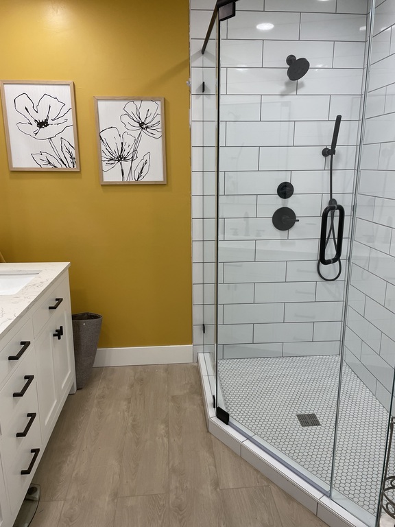 Master bathroom with shower 
