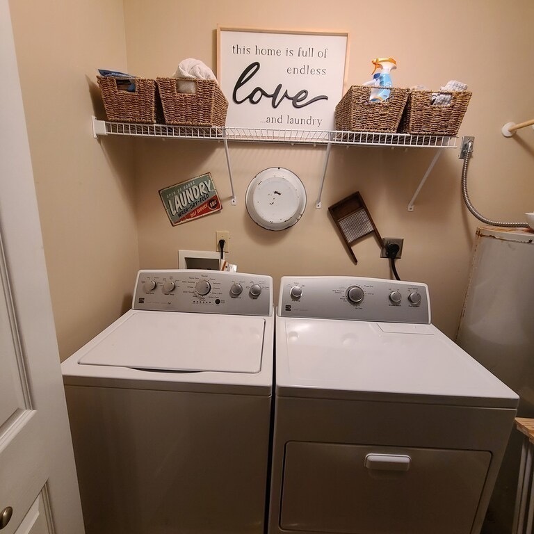 Washer and Dryer (iron and clothes rack too)