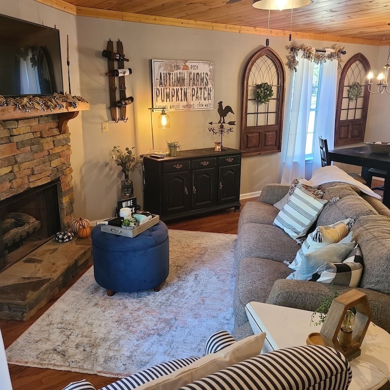 Living room with fireplace