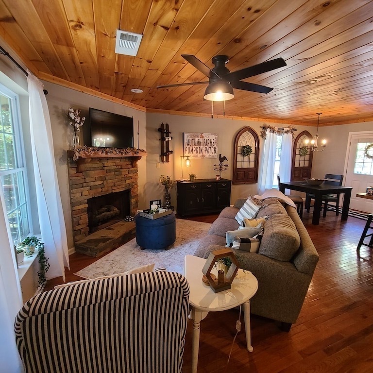 Living room with fireplace