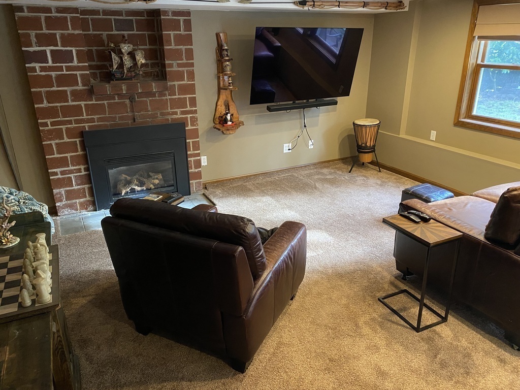 Downstairs walkout basement fun room