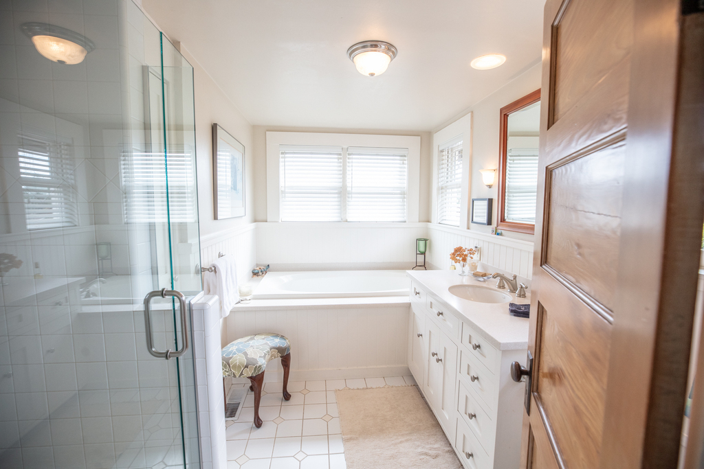Full bath with shower and bathtub - upstairs