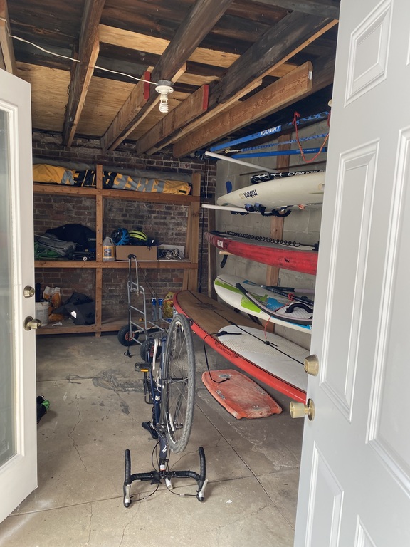 Where we store our boards, bikes and beach chairs