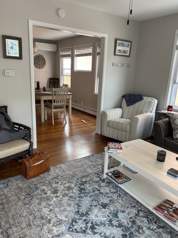 Our living room is cozy in winter and summer. 