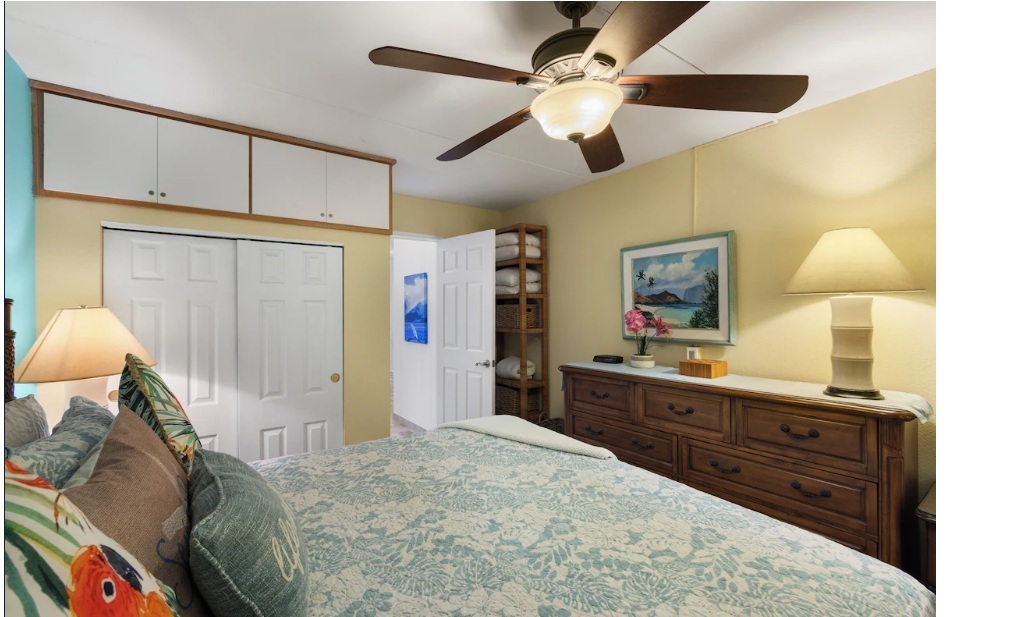 The bedroom has a dresser that is fully available for your convenience