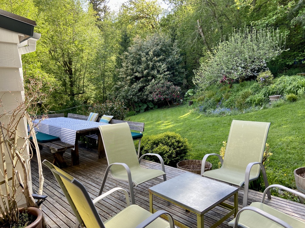 Back deck where it's nice to eat outside and enjoy the back yard. 