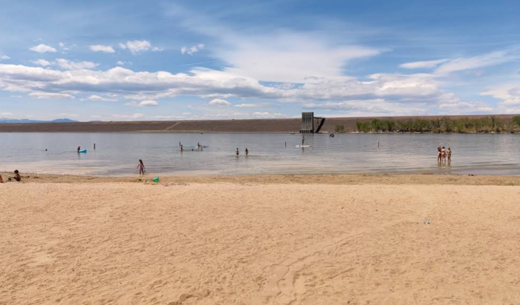 Swimming and paddleboarding at Cherry Creek State Park - 20 minute drive