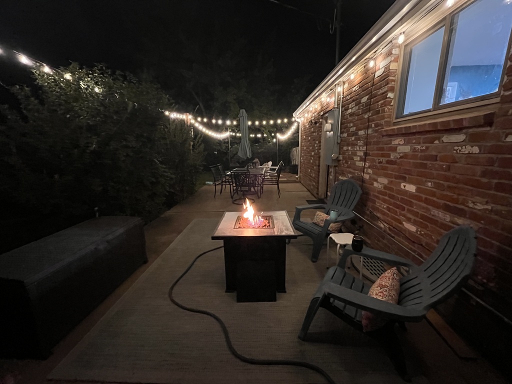 Concrete patio with gas firepit