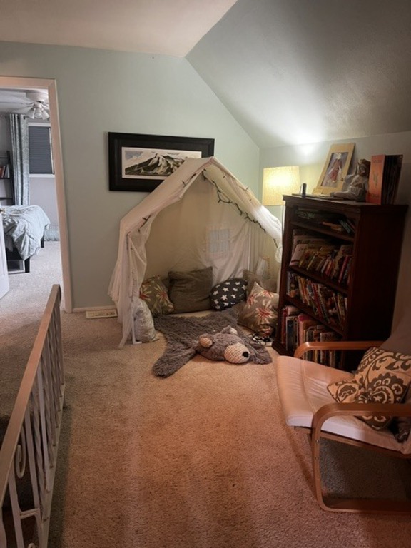 Upstairs landing with kids' reading nook