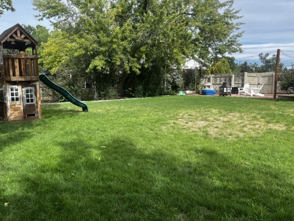 Backyard with kids' play structure
