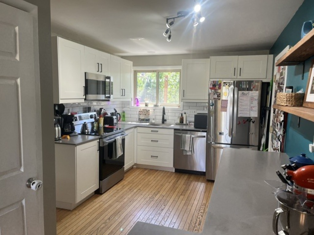Kitchen with refrigerator and counter space