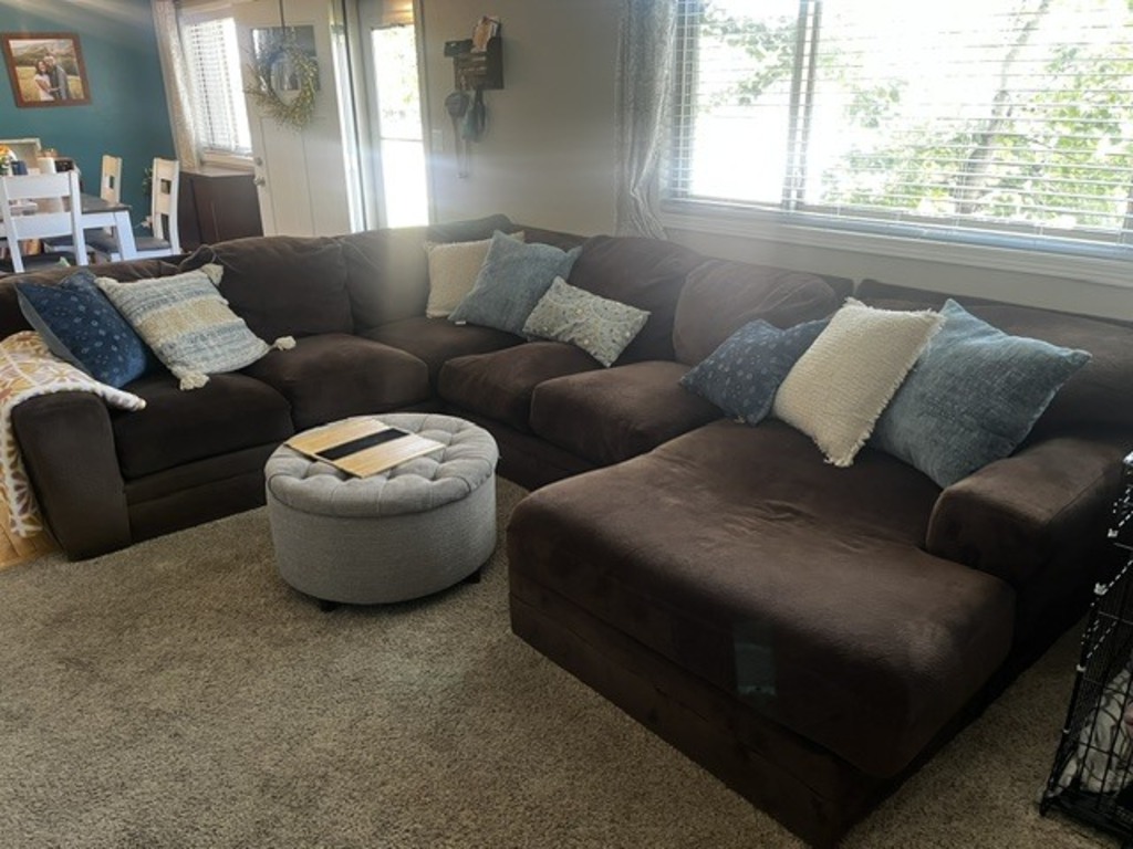 Family room couch and ottoman