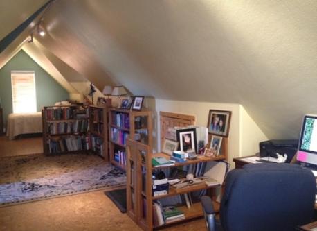 Upstairs-- office, library, spare bedroom.