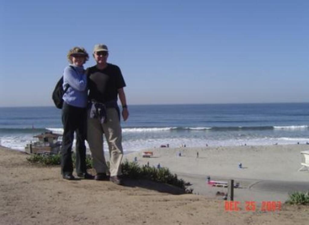 Patricia & Robert at Moonlight Beach in Encinitas on Christmas Day.