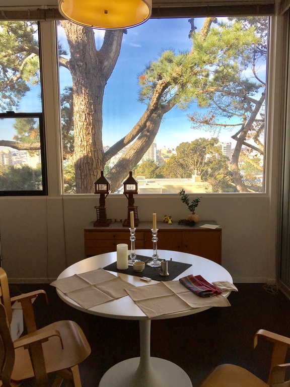 View from the kitchen, with breakfast table.