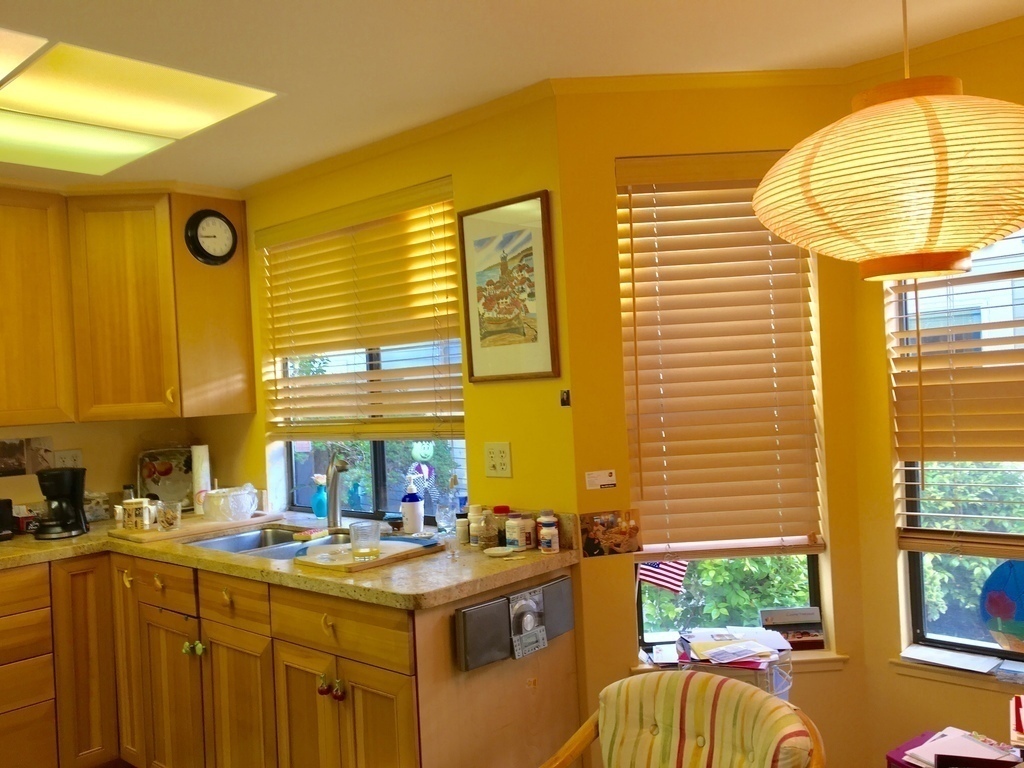 Kitchen sink and counters.