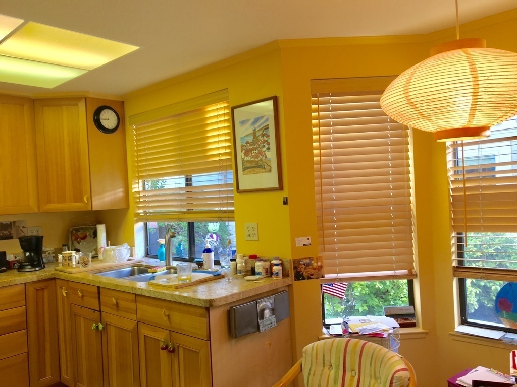 Kitchen sink and counters.