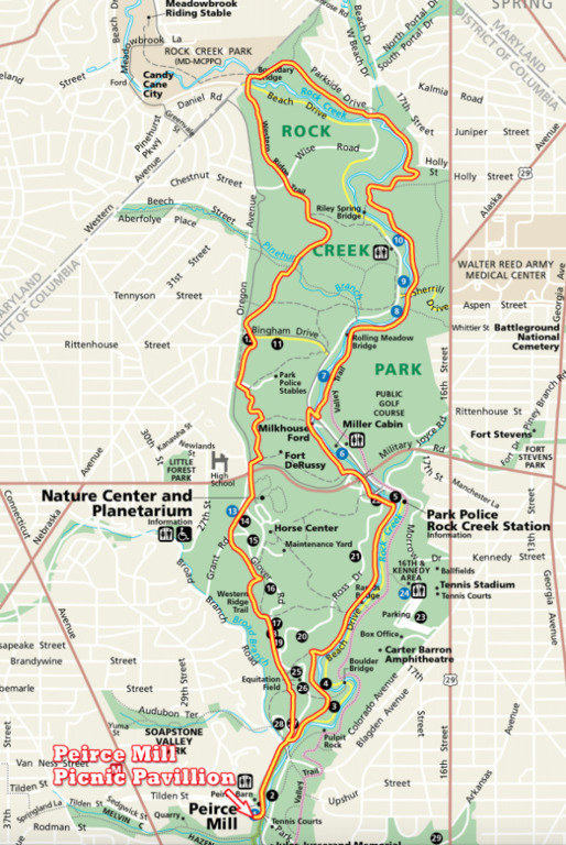Rock Creek Park - miles of hiking trails, 10 minutes away!  