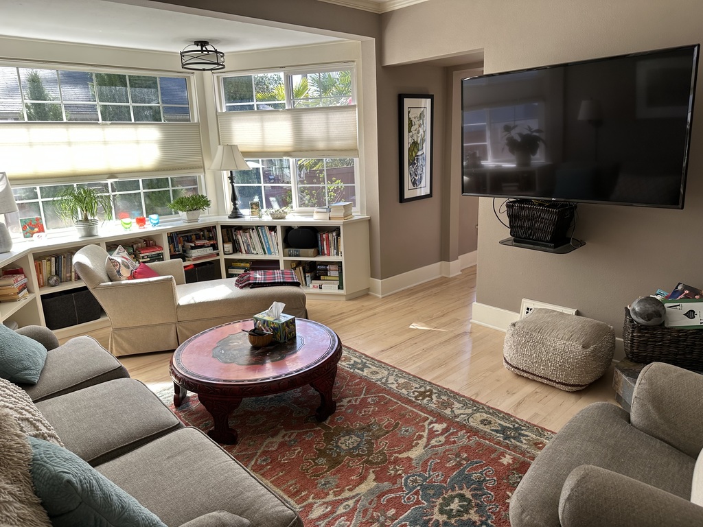 TV room with gas fireplace