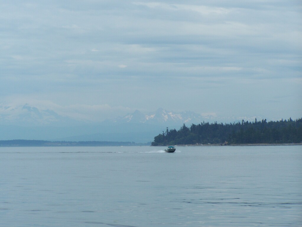 Views of the Olympic Mountains by land and sea