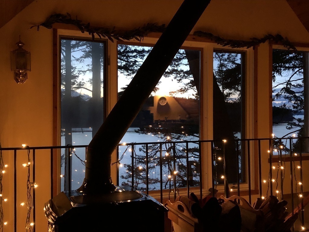 Upstairs view with holiday lights