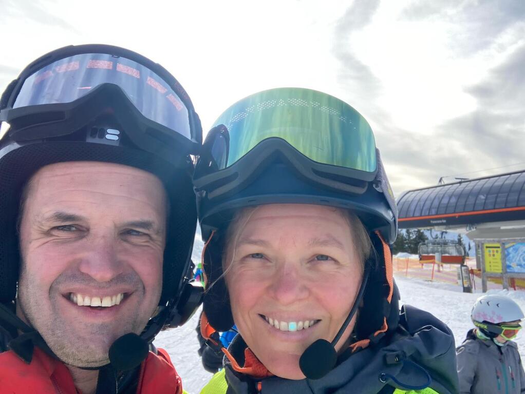 Julia and Matthias skiing in the Austrian Alps
