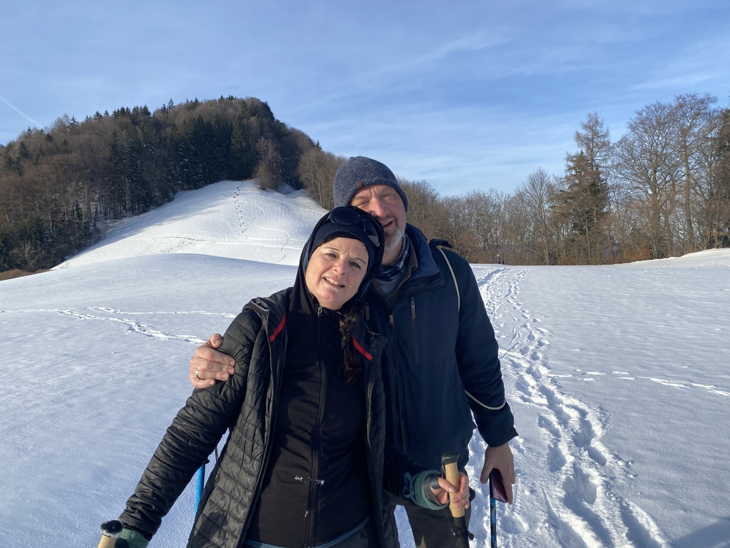 snowshoeing close to our house