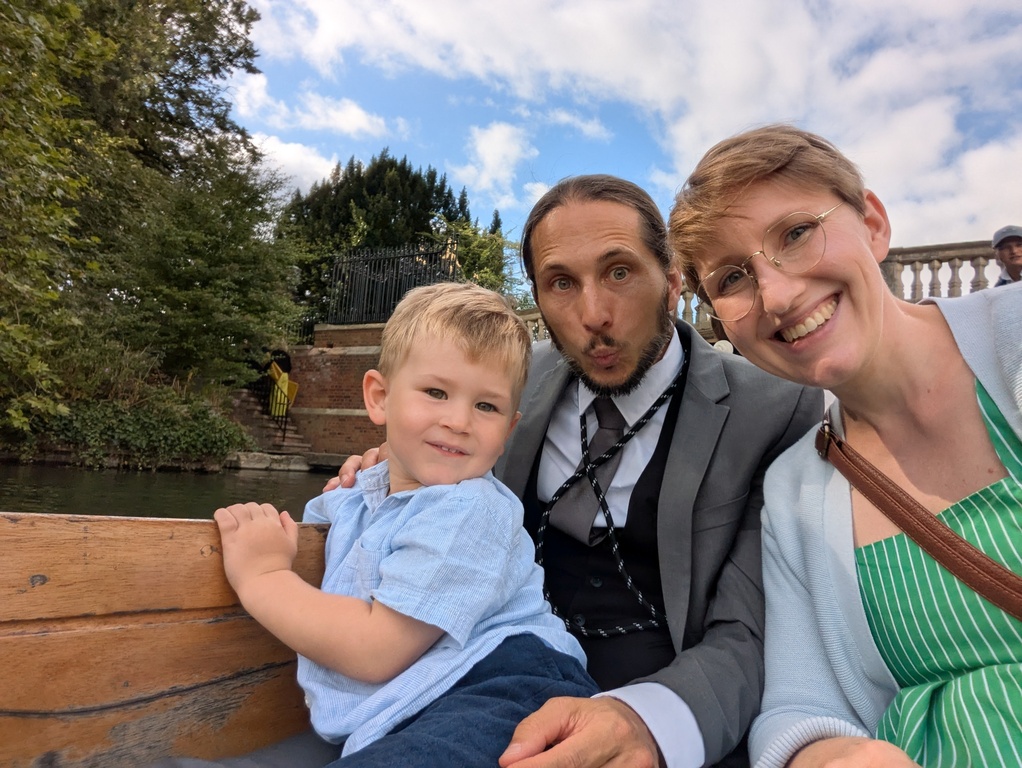 Punting on river Cam, while visiting friends in Cambridge 