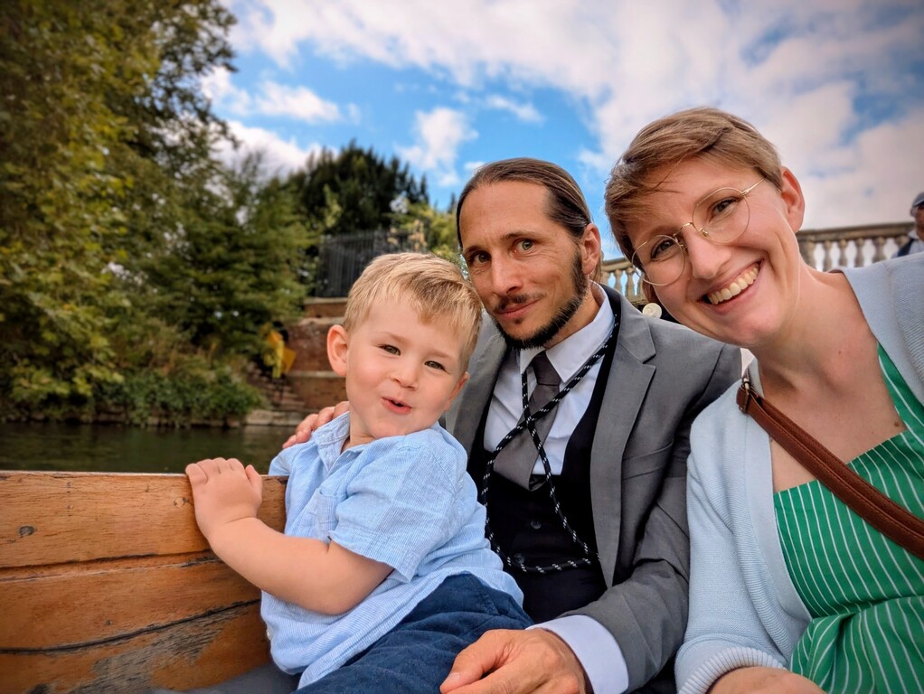 Punting on river Cam, while visiting friends in Cambridge 