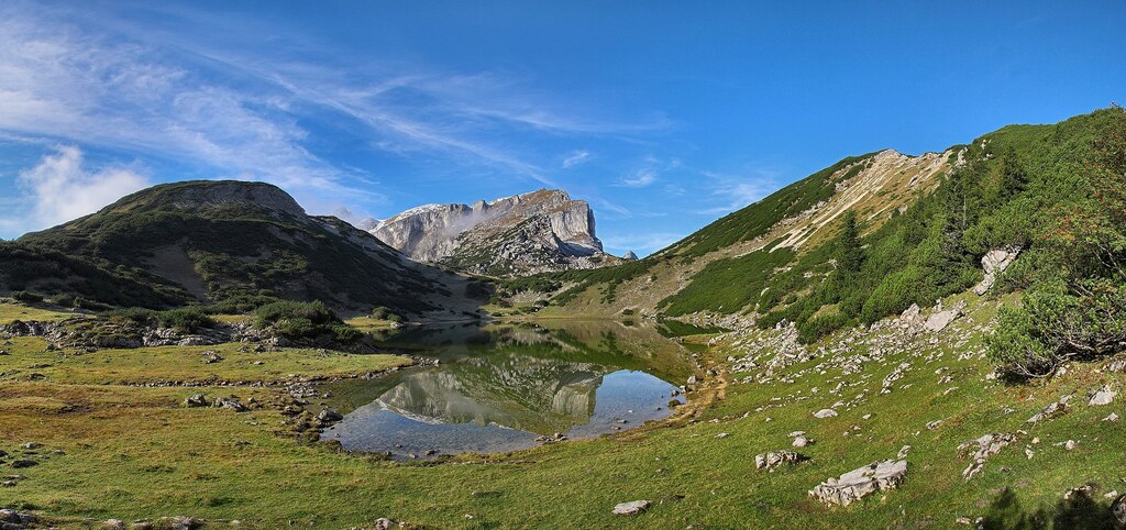 Lake 'Zireiner See', a recommended hike after a short drive by car or a longer by bike.