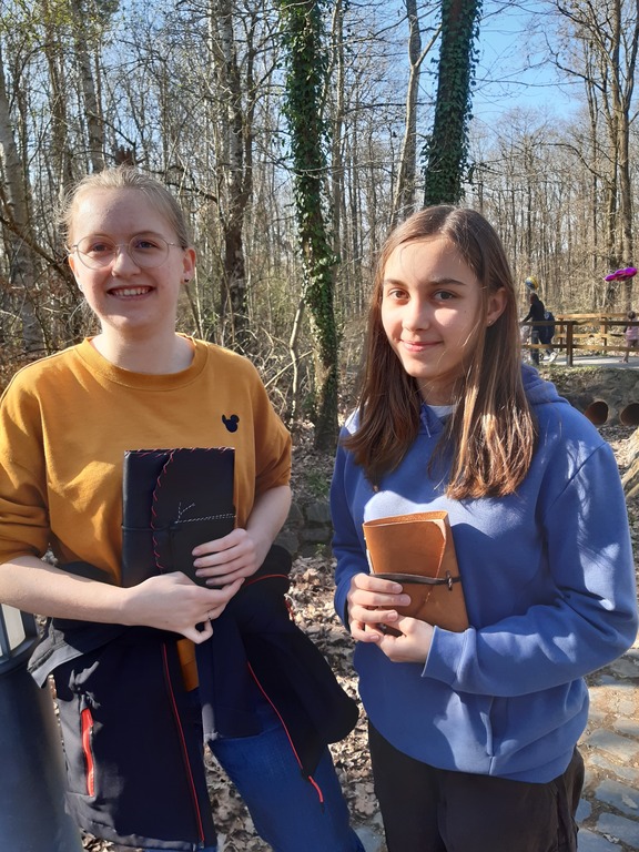 Our daughters, Cien (with the yellow sweater) and Flore (with the blue sweater)
