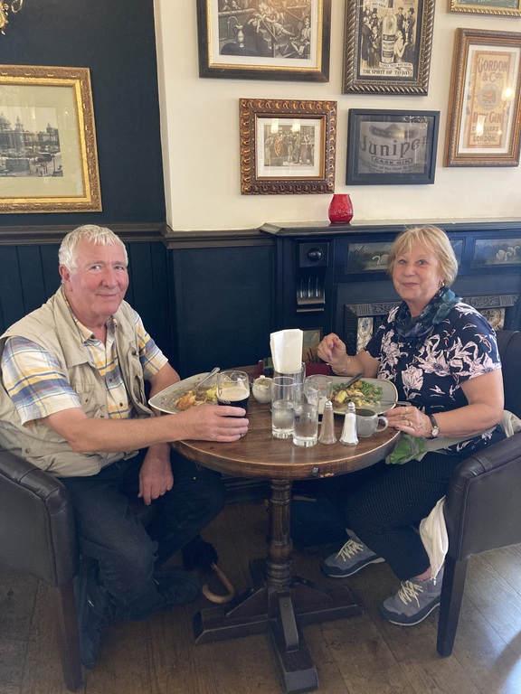 Enjoying food and drinks.