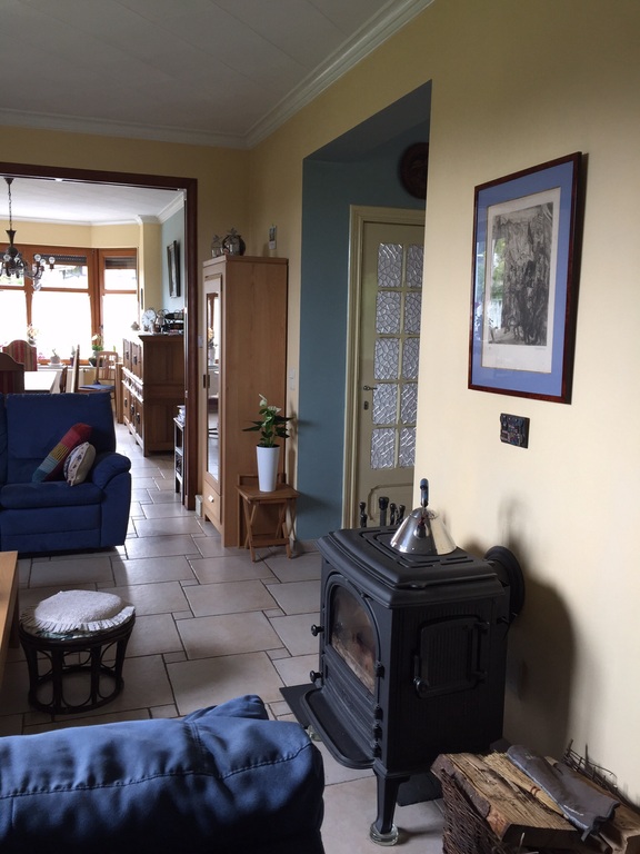 Lounge with wood burner