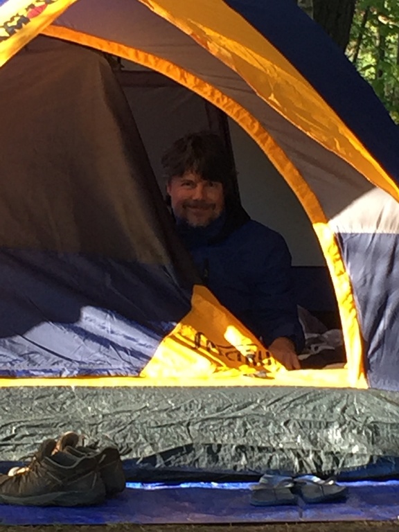 Ricardo is new to camping and enjoys it
