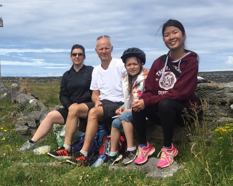 Our family during a visit at Arran Island, Ireland, summer 2017 during a previous exchanges