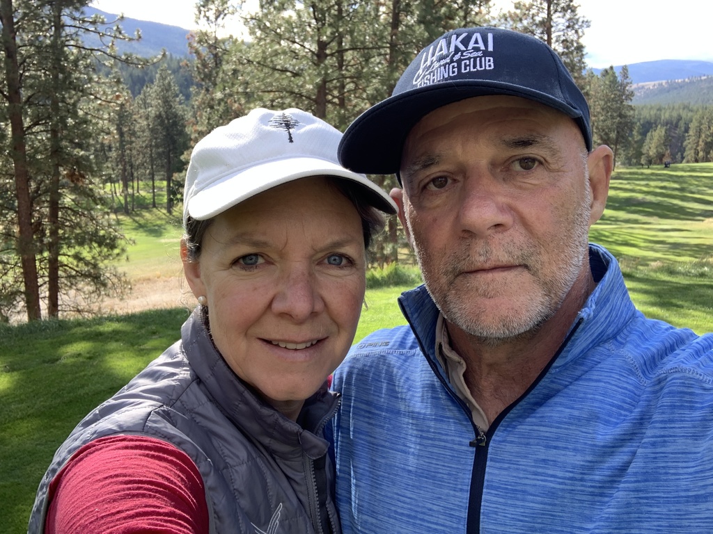selfie on our golf course in Summerland