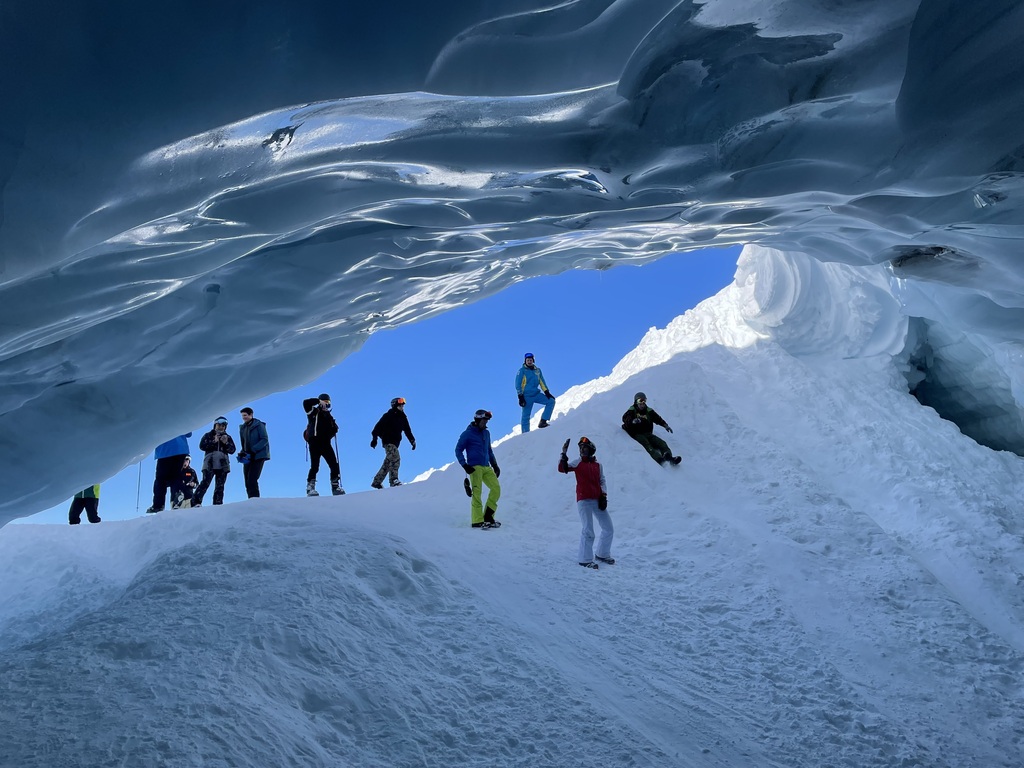 Exploring the ice cave at Whistler.  Part of the ski experience!